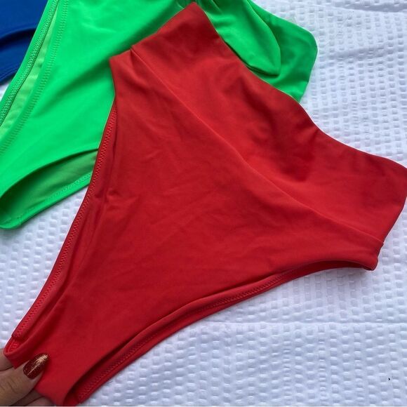 AERIE High Waist Cut Cheeky Botton Swimsuit Size XS Lot of 4 Crossover Neon - Picture 2 of 14